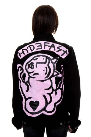 Loose style demon hand-painted denim jacket – one off #003