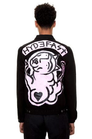 Loose style demon hand-painted denim jacket – one off #003