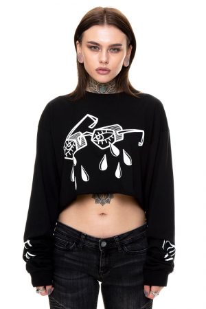 Out of sight long sleeve cropped tee