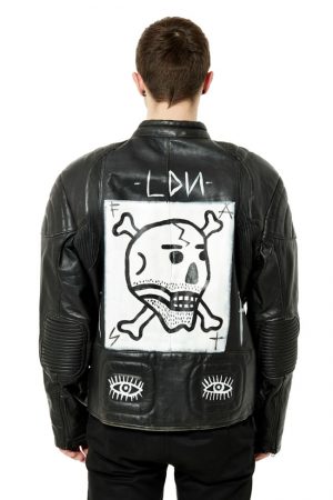 Hand painted biker leather  jacket