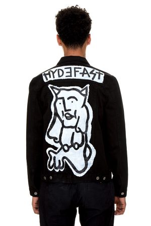 Loose style demon hand-painted denim jacket – one off #004
