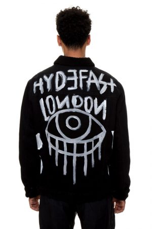 Eye cry hand-painted padded denim  jacket – one off #005