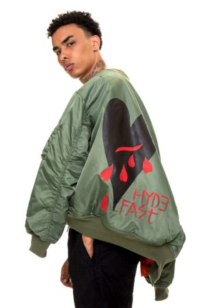 Hand painted bleeding heart bomber jacket – one off #009